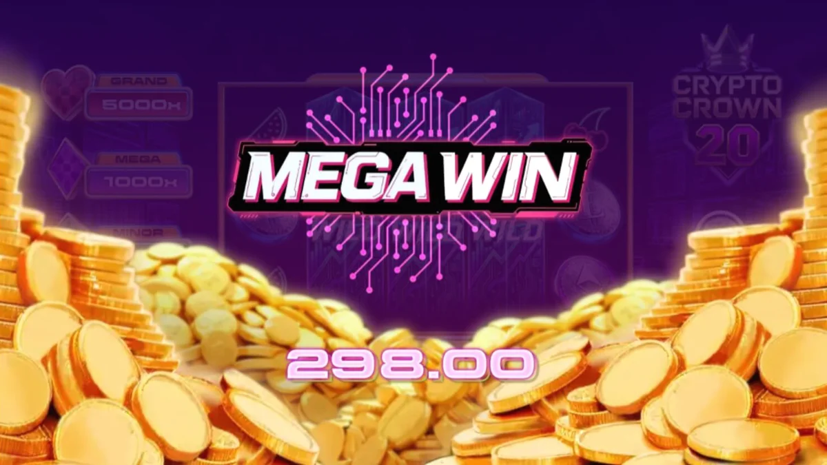 Crypto Crown 20 slot gameplay screen na may neon na disenyo