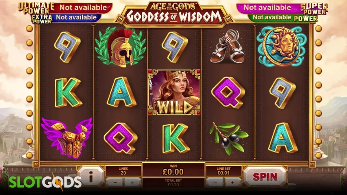 Mobile gameplay interface ng Age of the Gods Goddess of Wisdom slot